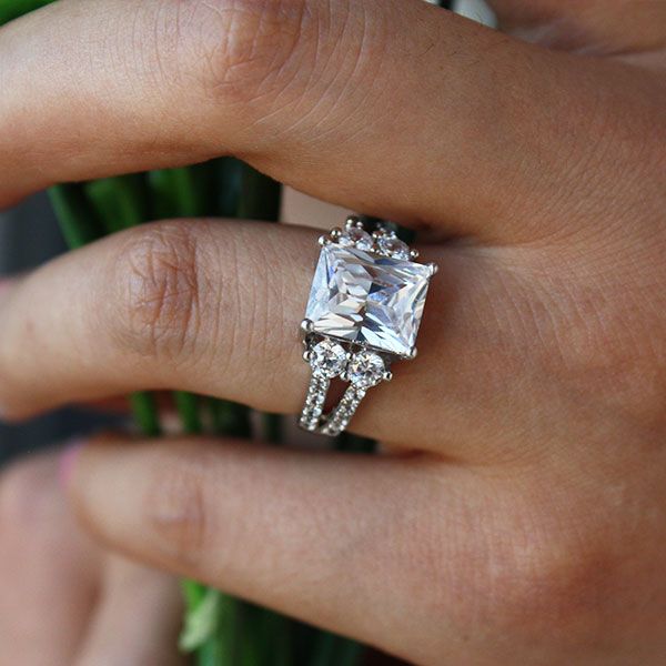 split shank engagement ring on finger