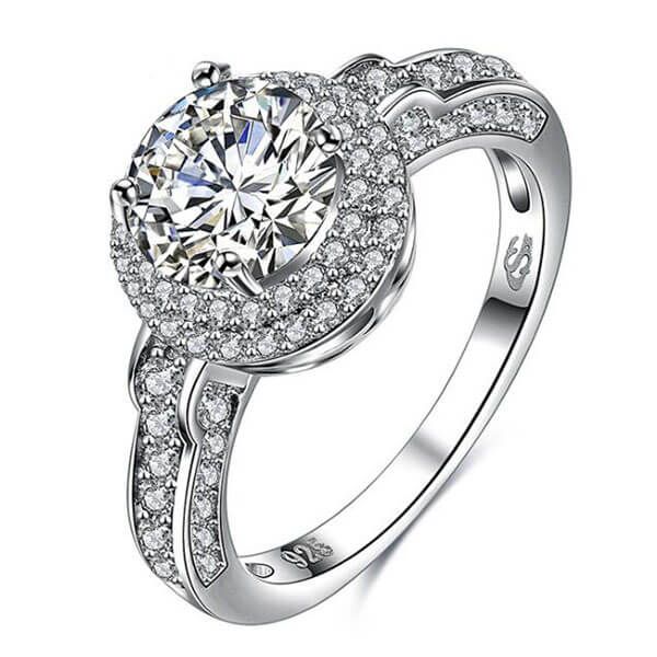 Double Halo Round Engagement Ring