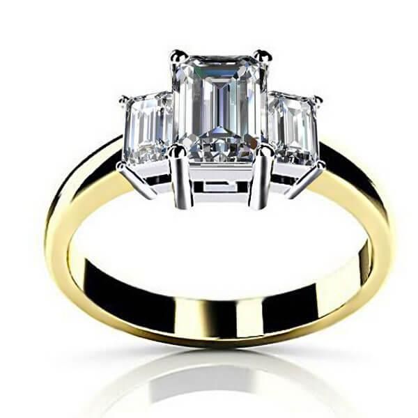 Three Stone Emerald Cut Engagement Rings