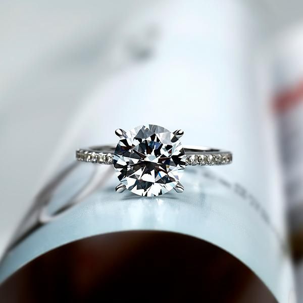 Round Cut Halo Engagement Rings with Prong Setting | Angelucci Jewelry