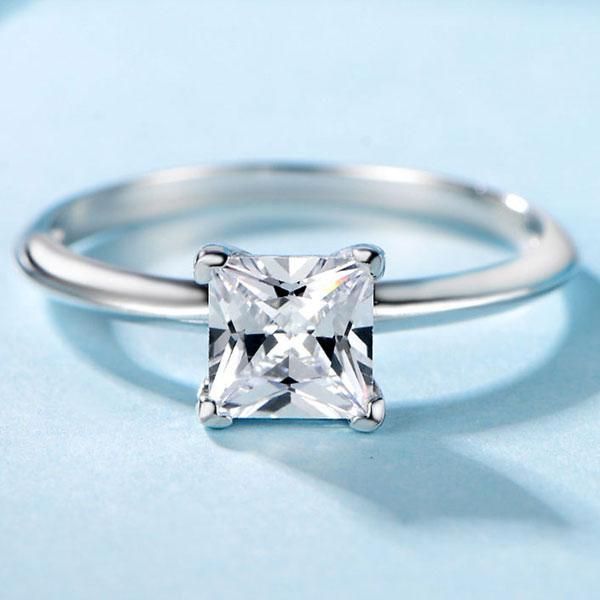 Italo Princess Solitaire Created White Sapphire Engagement Ring