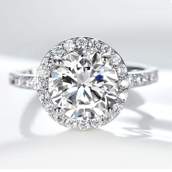 round engagement ring with halo