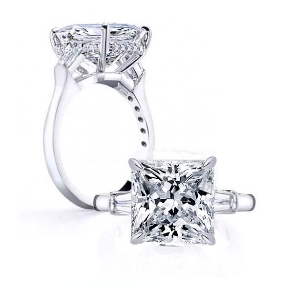 Princess Cut Three Stone Rings