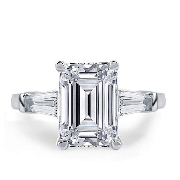 Three Stone Emerald Cut Engagement Rings