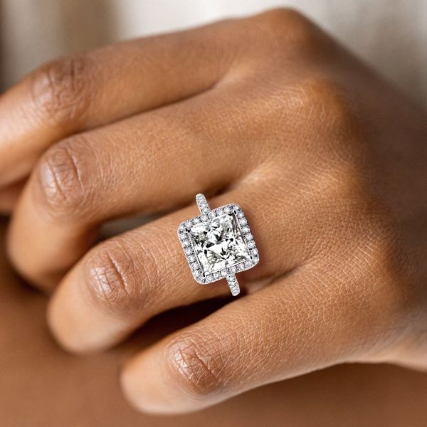 princess cut halo engagement ring