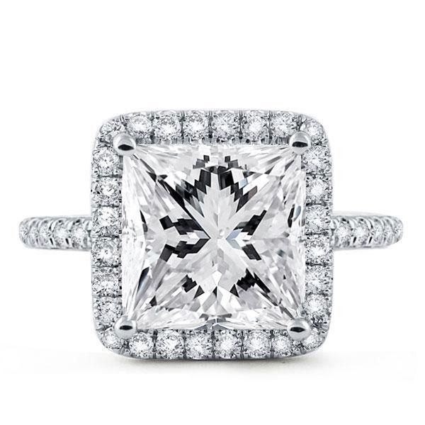 princess cut halo engagement ring