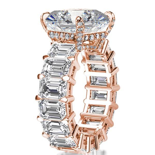 Rose Gold Emerald Eternity Engagement Ring