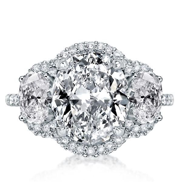 3 Stone Halo Engagement Rings