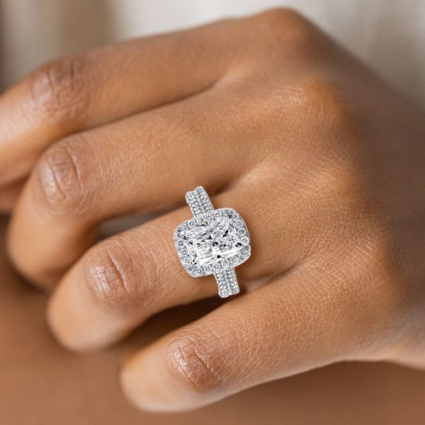 Sapphire Wedding Rings Double Row Radiant Created White Sapphire Engagement Ring