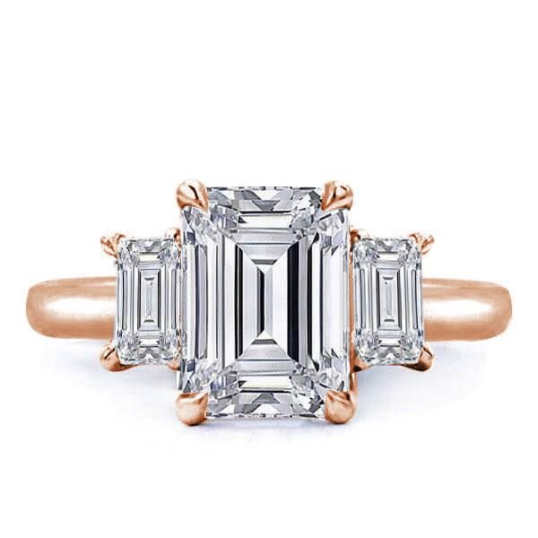 Rose Gold Three Stone Emerald Engagement Ring(3.45 CT. TW.)