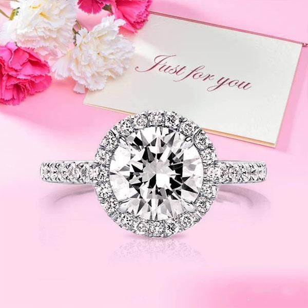 Round Engagement Ring with Halo