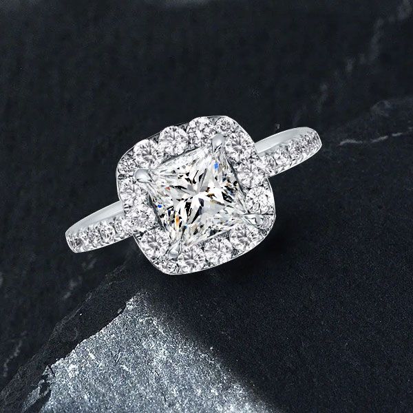 Halo Princess Cut Engagement Rings