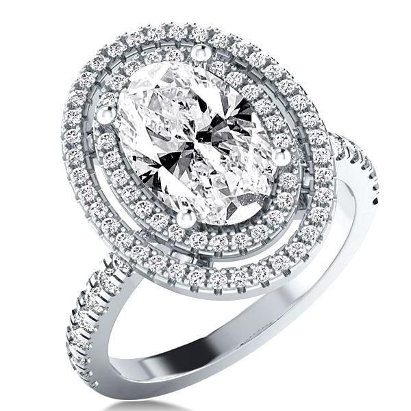 Oval Double Halo Engagement Rings