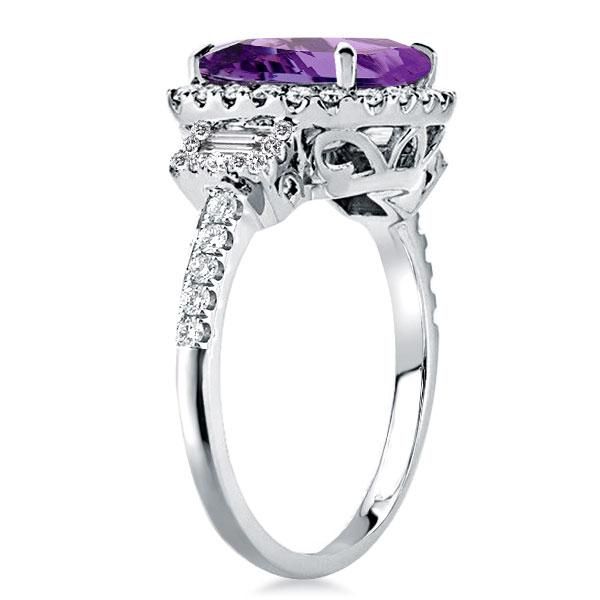 Amethyst Engagement Ring on Hand