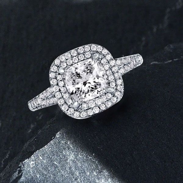 Double halo engagement rings