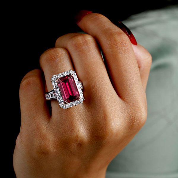 Emerald Cut Ruby Ring