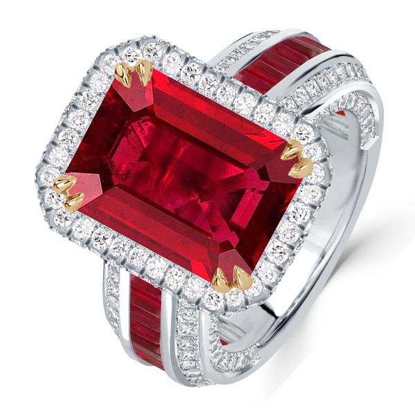 Emerald Cut Ruby Ring