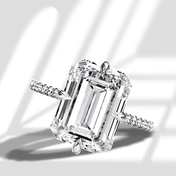 Emerald Shaped Engagement Ring