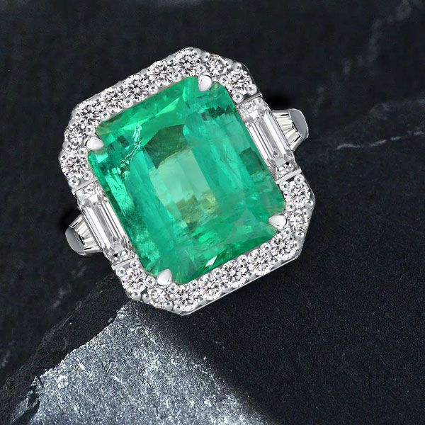 Three Stone Emerald Cut Engagement Rings