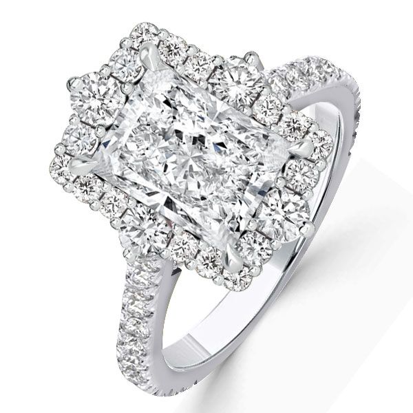 Radiant Cut Halo Engagement Rings