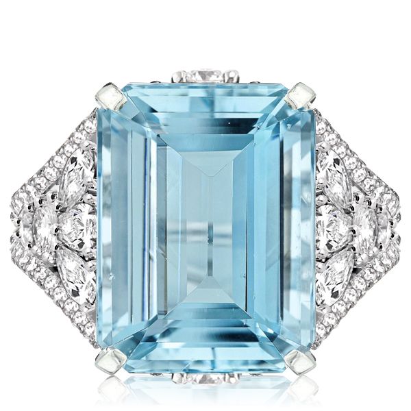 Emerald Cut Aquamarine Engagement Ring