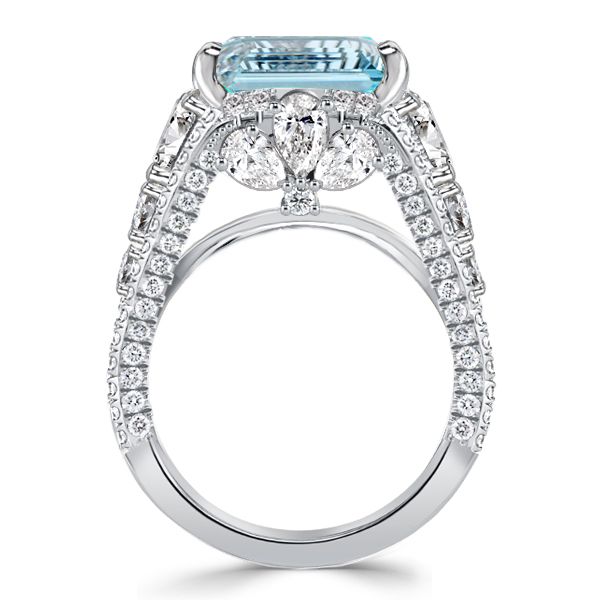 Emerald Cut Aquamarine Engagement Ring