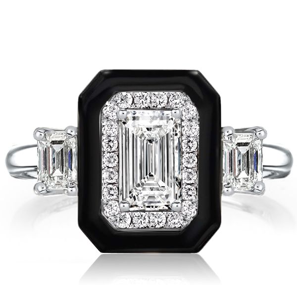 3 stone halo engagement rings