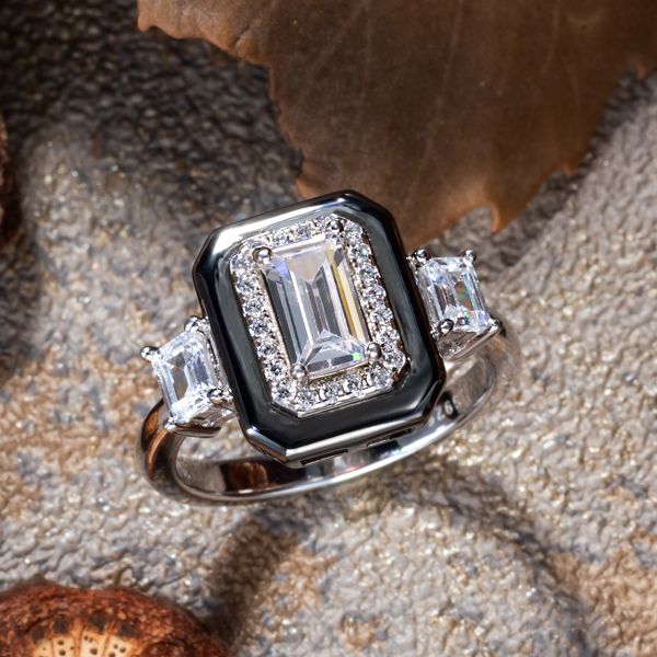 Three Stone Emerald Cut Engagement Rings