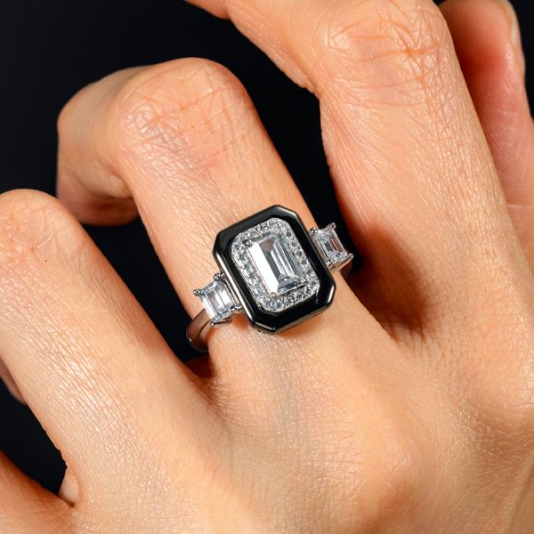 Three Stone Halo Engagement Rings