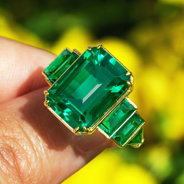 Emerald Shaped Engagement Ring