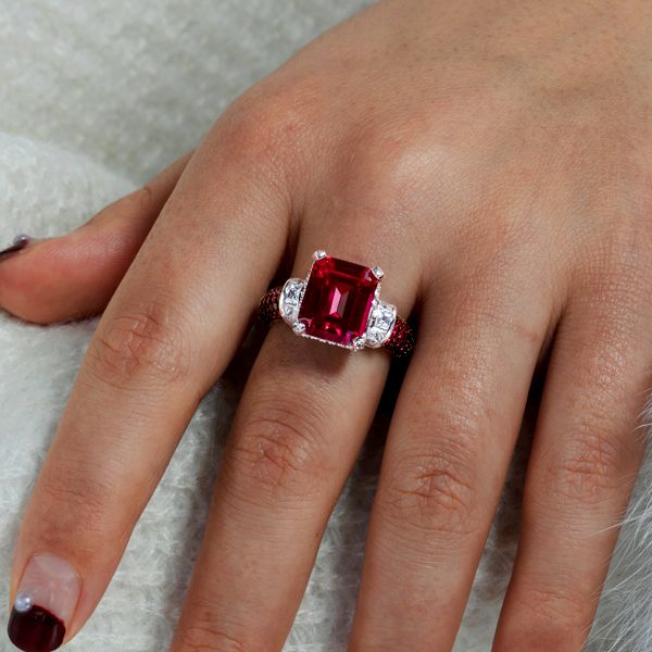 Emerald Cut Ruby Ring