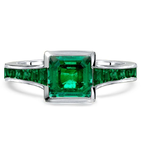 Three Row Cleo Ring with Asscher Cut Emerald Center - Lizzie Mandler