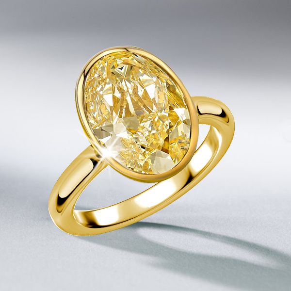 Yellow Topaz Oval Cut Bezel Setting Solitaire Engagement Ring Italo Jewelry