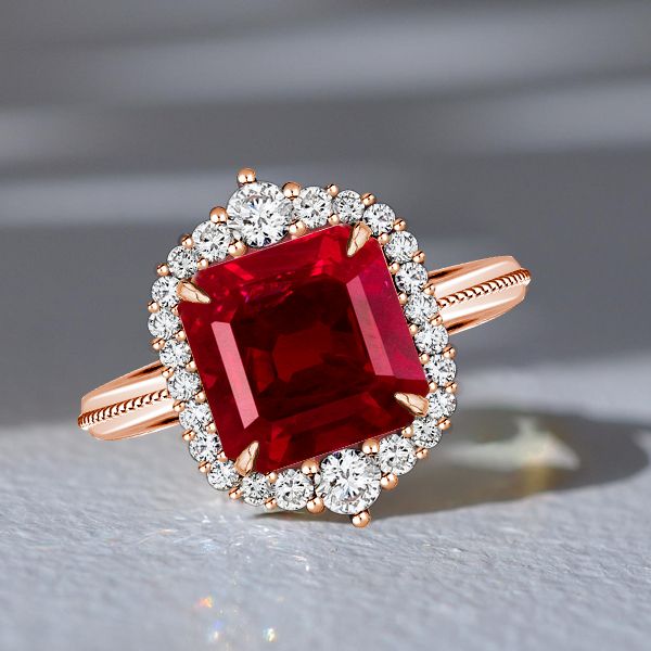 Square Asscher Cut Pink Morganite & Diamond Halo Ring – LeGassick Jewellery