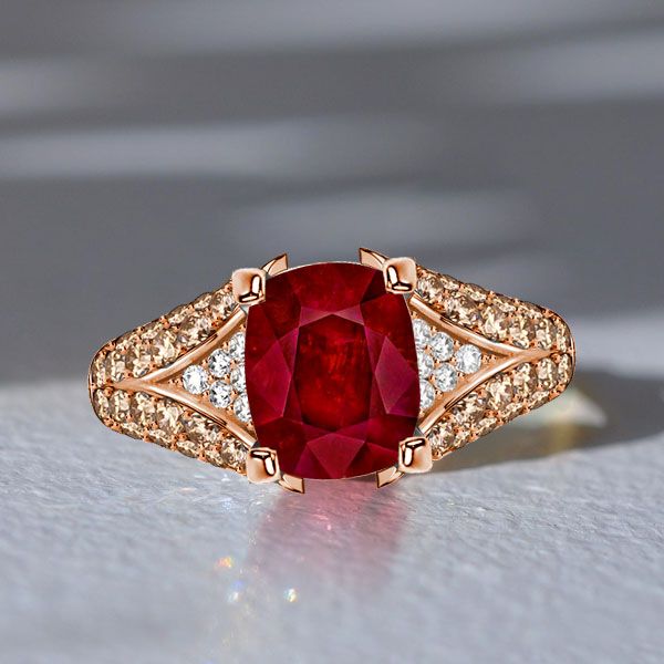 Ruby Rings For Women Cushion Cut Engagement Ring Vintage Ring Italo Jewelry