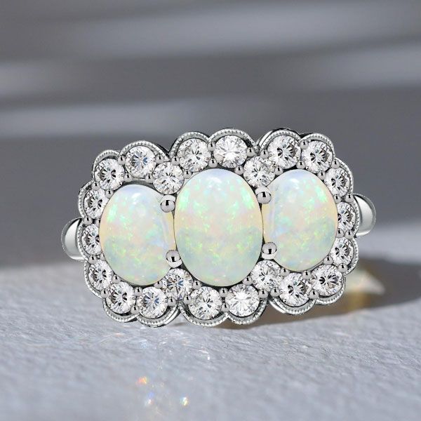 Opal Halo Engagement Rings