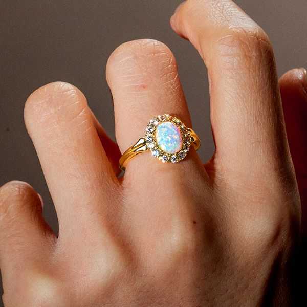 Opal Halo Engagement Rings