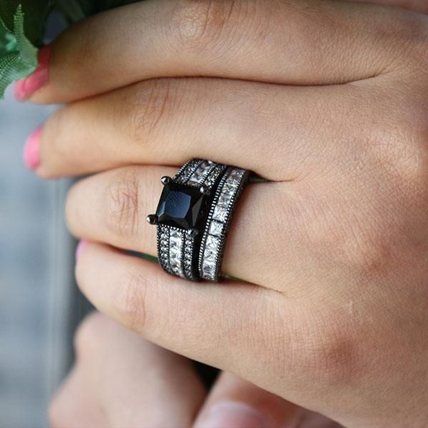 Black sapphire sales wedding set