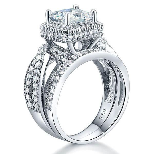 Twisted Pave Halo Engagement Ring