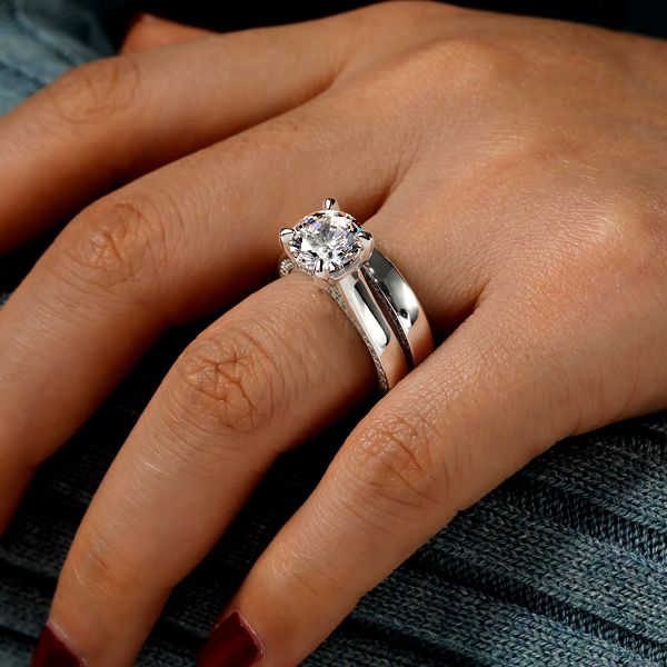 Solitaire wedding ring set sale
