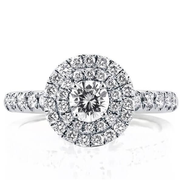 Double Halo Round Engagement Rings