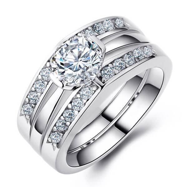 Italo Classic Created White Sapphire 3PC Wedding Set