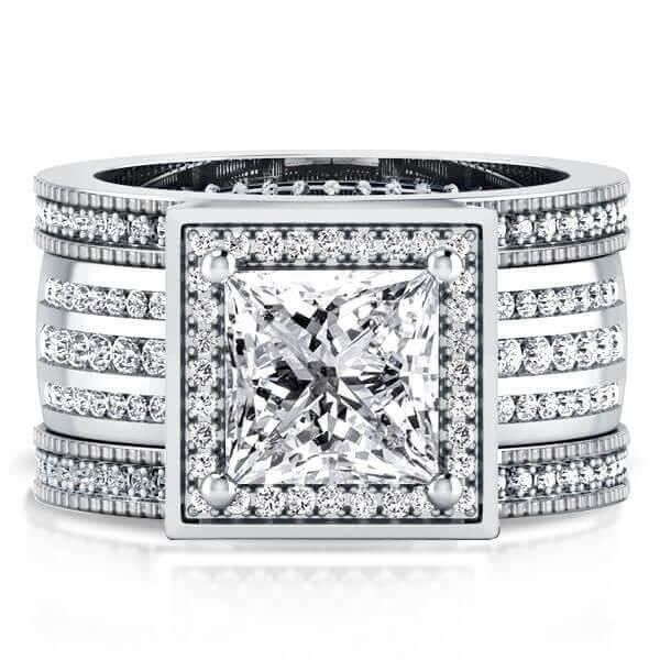 princess cut halo engagement ring