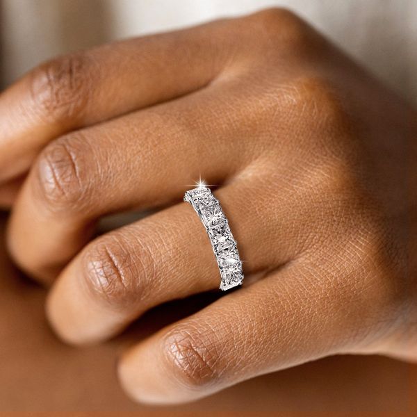 Princess Cut Eternity Wedding Band in Sterling Silver Ring