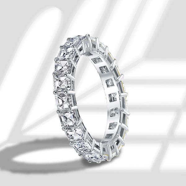 5.07ct Asscher Cut Diamond Eternity Ring 18kt White Gold JEWELFORME BL –  JEWELFORMEBLUE