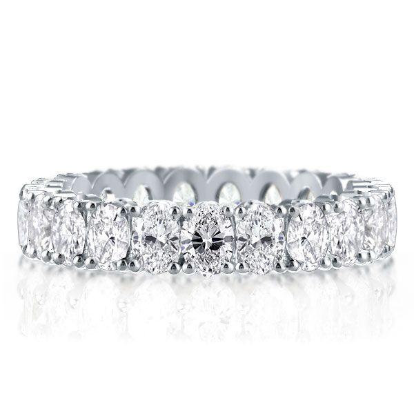 White Sapphire Band Eternity Oval Created White Sapphire Wedding Band