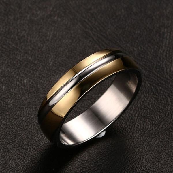 Italo Two Tone Twill Design Titanium Steel Men's Wedding Band 