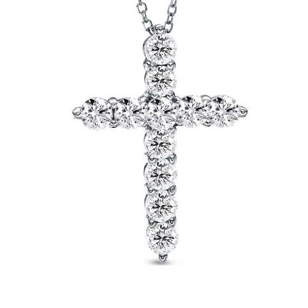 Cross Design Pendant Necklace (1.10 CT. TW.)