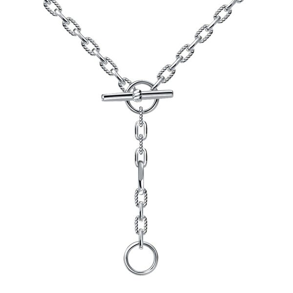 3 Ring Chain Necklace Lariat Necklace In Sterling Silver