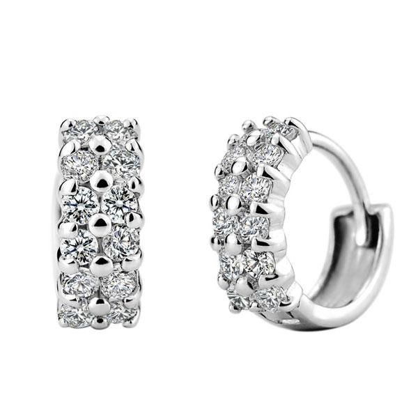 Double Row Earrings,Italo Double Row Created White Sapphire Hoop Earrings